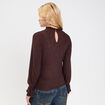 Blouse ajour&eacute;e manches longues marron fonc&eacute; femme