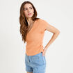 T-shirt ajour&eacute; d&eacute;tails cordons rose saumon femme