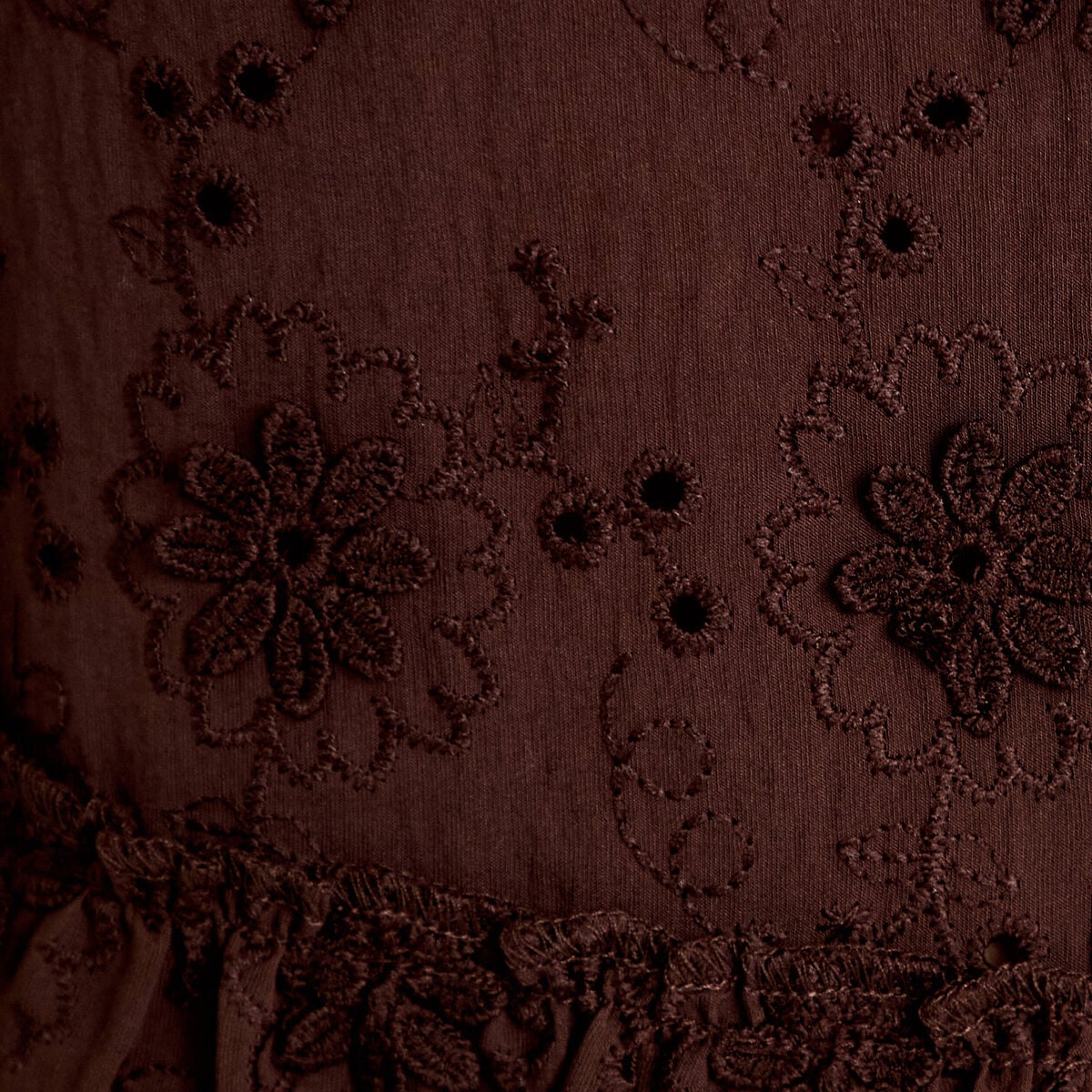 Blouse &agrave; motif en relief marron fonc&eacute; femme