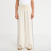 Pantalon large taille &eacute;lastiqu&eacute;e blanc femme