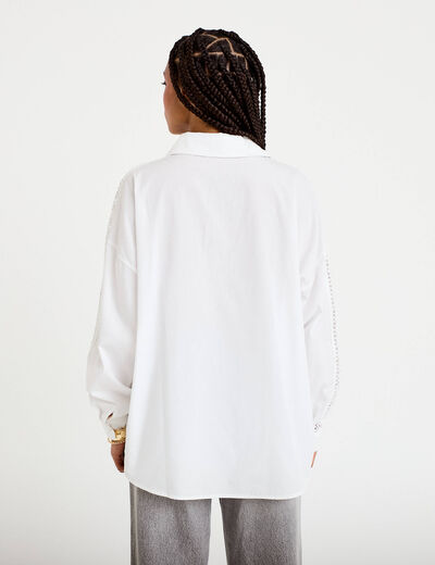 Chemise d&eacute;tails dentelle ecru femme