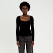 Top ajust&eacute; velours noir femme