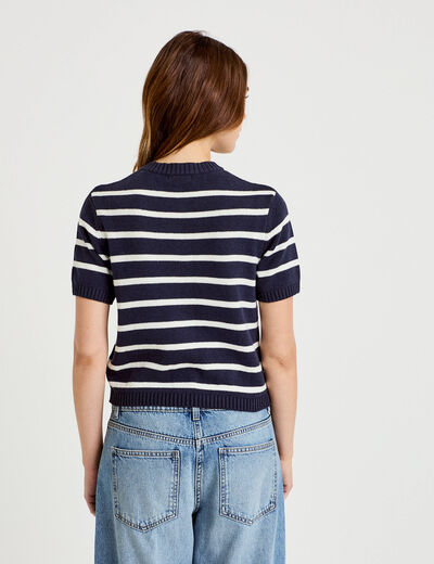 Gilet manches courtes bleu femme