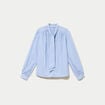 Chemise droite manches longues bleu femme