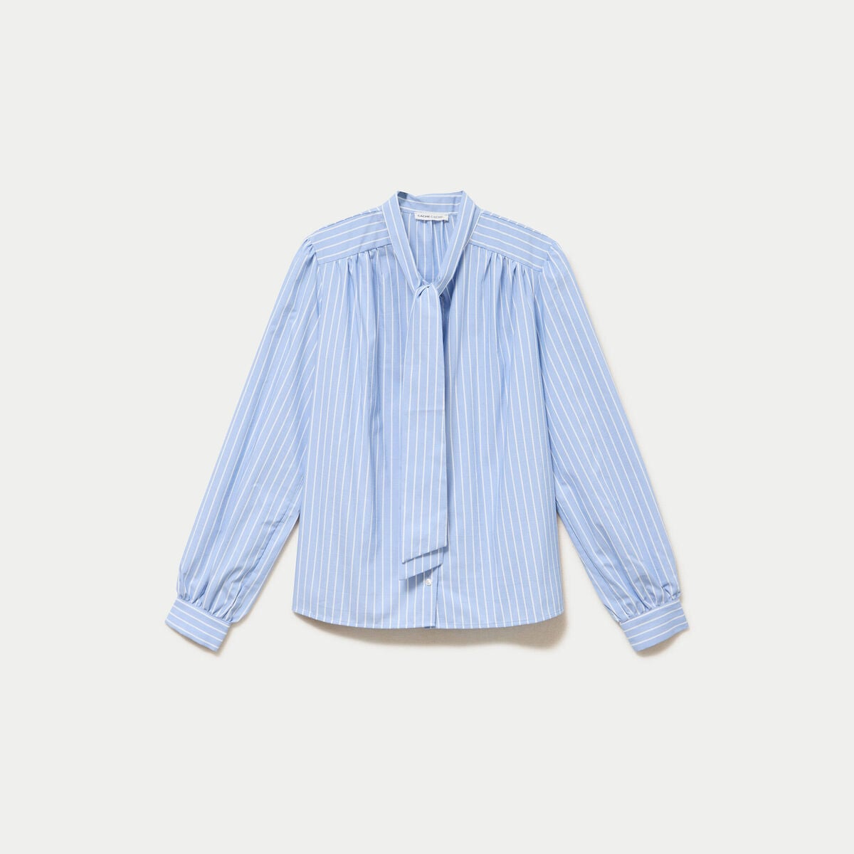 Chemise droite manches longues bleu femme