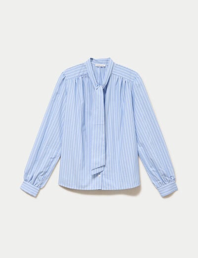 Chemise droite manches longues bleu femme
