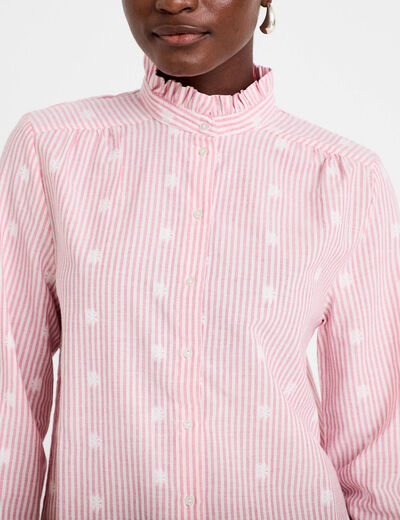 Chemise droite manches longues rouge clair femme