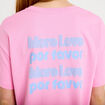 T-shirt droit col rond manches courtes rose corail femme