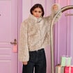 Veste cropped ajustable manches longues beige femme