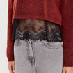 Pull d&eacute;tail dentelle orange fonc&eacute; femme
