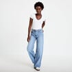 Jeans wide leg taille haute denim double stone femme