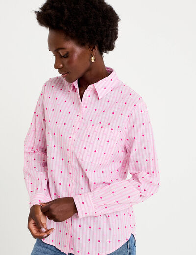 Chemise coupe ample manches longues rose femme