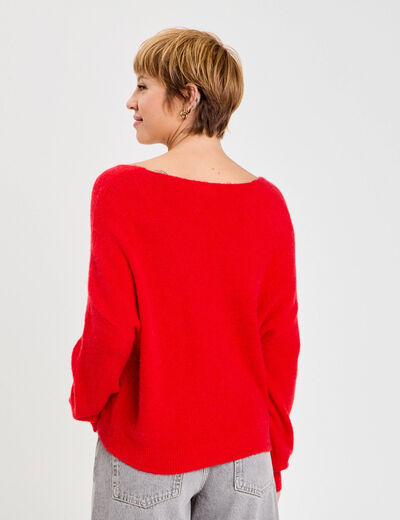 Pull manches longues rouge femme