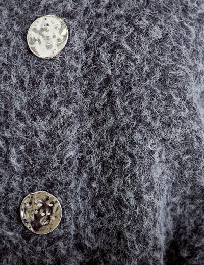 Veste manches longues col tailleur gris fonc&eacute; femme