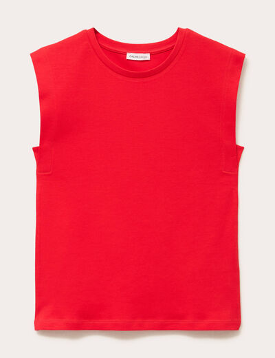 T-shirt col rond sans manches rouge femme