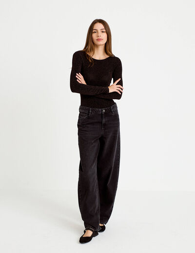 Body manches longues marron fonc&eacute; femme