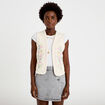 Veste droite sans manches col rond ecru femme
