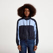 Veste cropped &agrave; capuche manches longues bleu marine femme