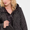 Manteau droit long &agrave; capuche noir femme
