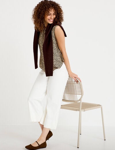 Chemise ample sans manches col classique ecru femme