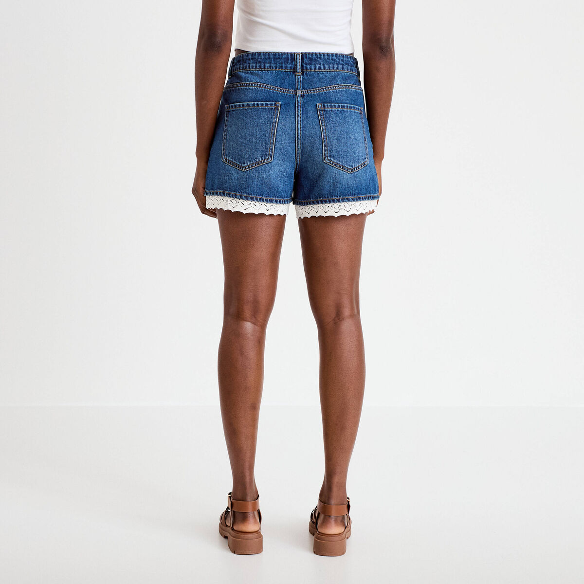 Short en jean denim stone femme