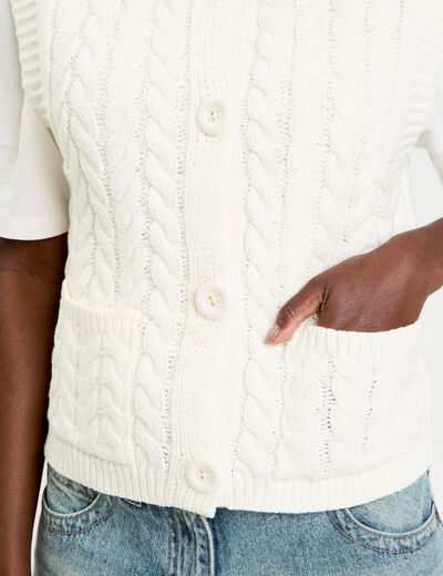 Gilet sans manches ecru femme