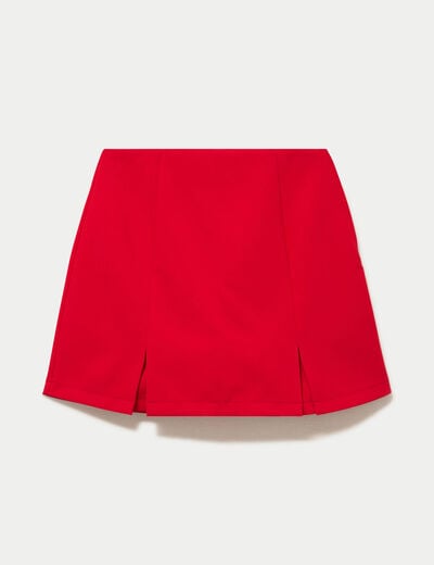 Jupe-short droite fentes rouge femme