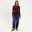 Pull ajust&eacute; court manches longues bordeaux femme