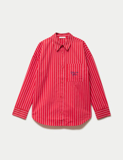 Chemise oversize manches longues rouge femme