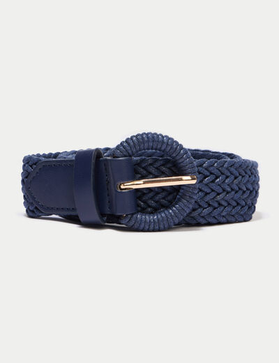 Ceinture tress&eacute;e bleu marine femme