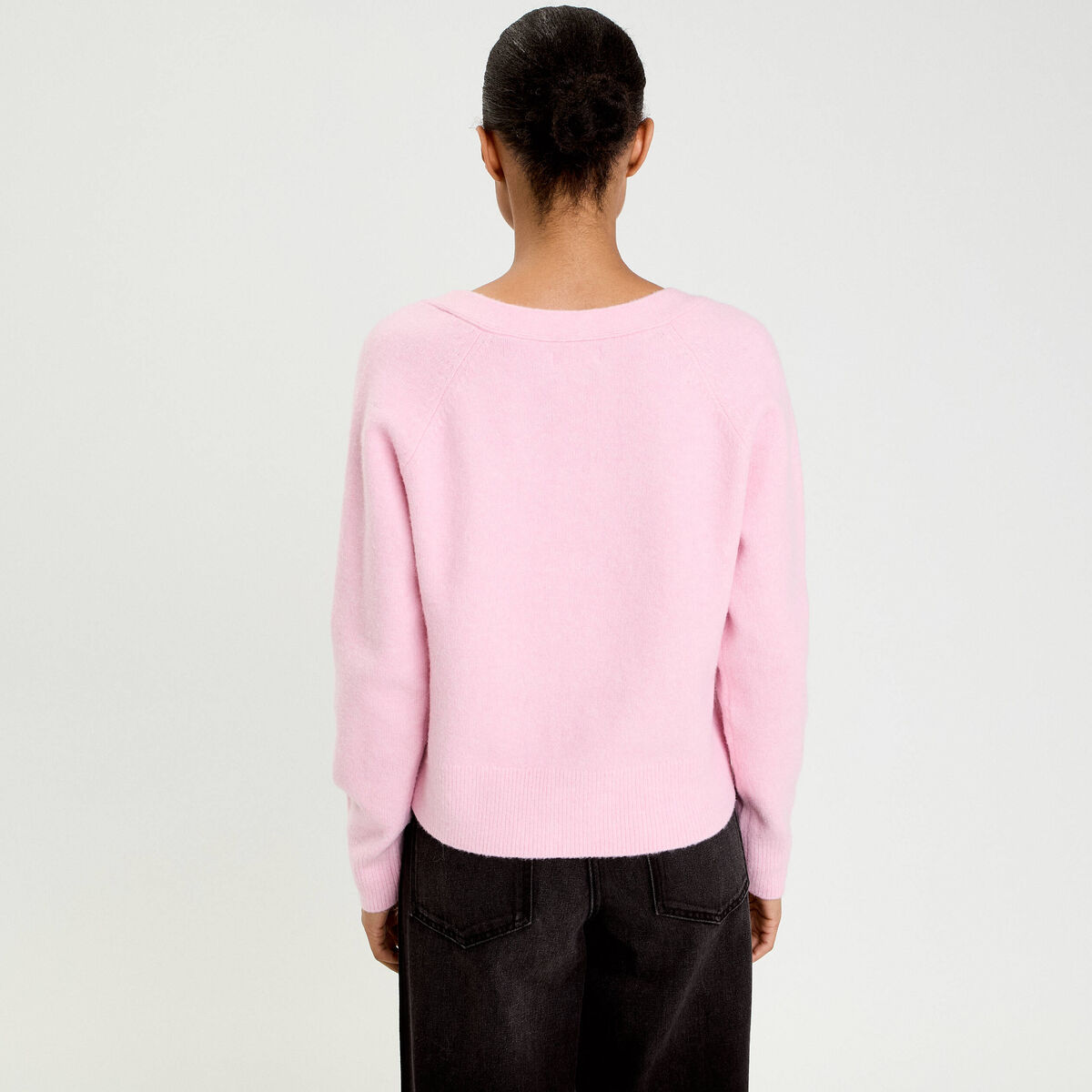 Gilet boutons coeur rose poudr&eacute;e femme