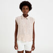 Blouse sans manches col classique marron femme