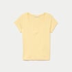 T-shirt ajust&eacute; col v manches courtes jaune clair femme
