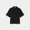 Chemise droite pliss&eacute;e manches courtes noir femme