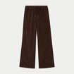 Pantalon jogging taille standard velours marron fonc&eacute; femme