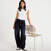 Jean coupe large denim brut femme