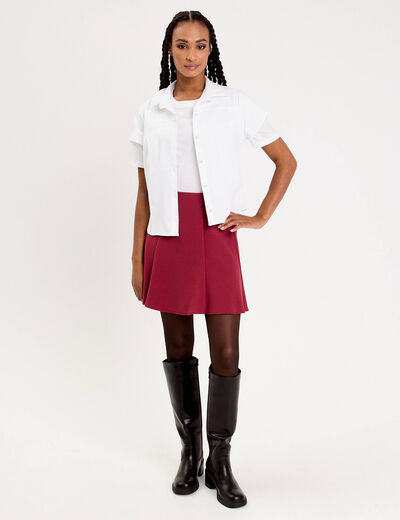 Jupe courte &eacute;vas&eacute;e stretch rouge fonc&eacute; femme