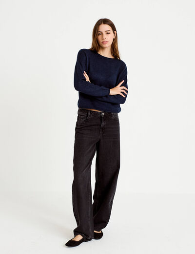 Pull manches longues bleu marine femme