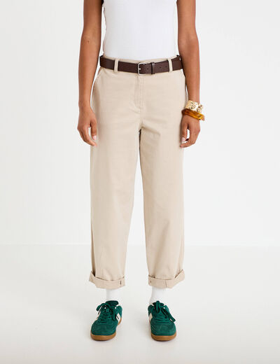 Pantalon chino avec ceinture amovible beige femme
