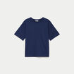 T-shirt col rond manches courtes bleu fonc&eacute; femme