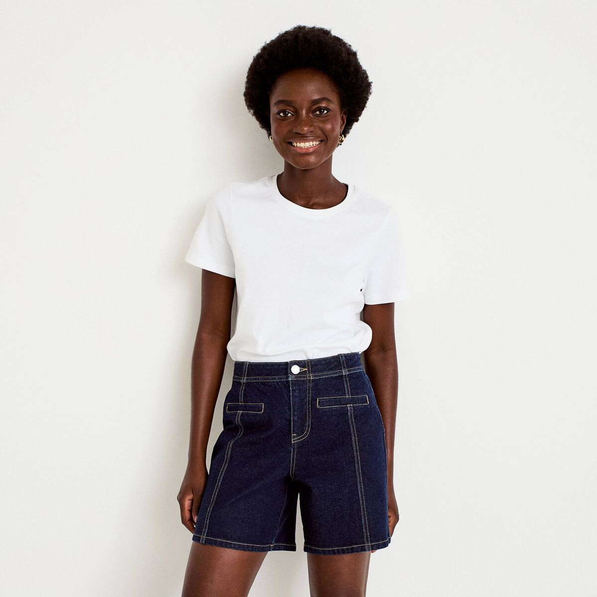 Short en jean denim brut femme