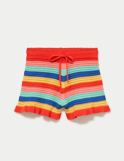 Short crochet rouge femme
