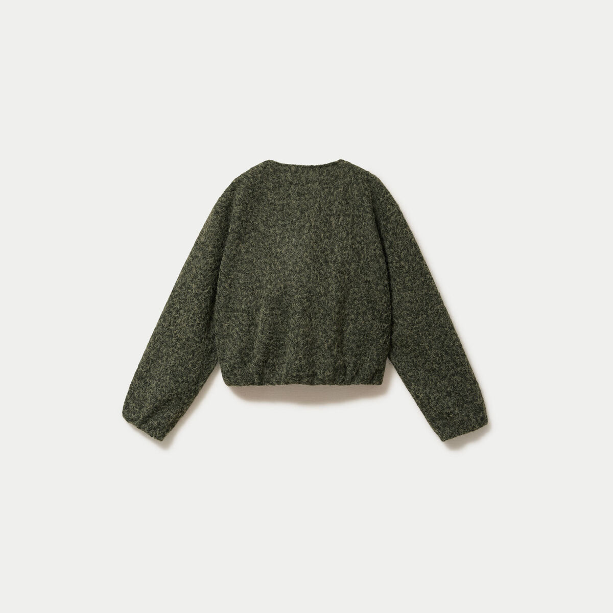 Veste cropped bas resserr&eacute; vert kaki femme