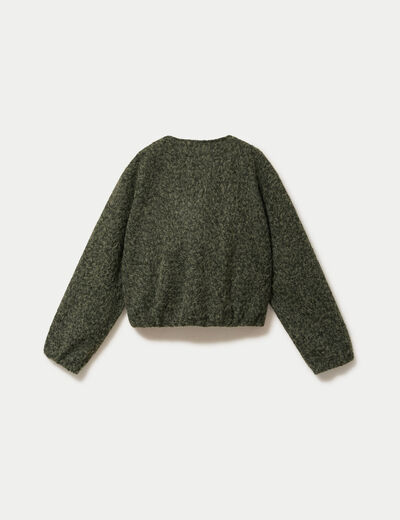 Veste cropped bas resserr&eacute; vert kaki femme