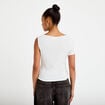 Top one shoulder pliss&eacute; manches courtes ecru femme