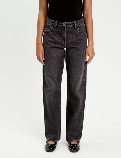 Jeans droit 5 poches denim snow noir femme