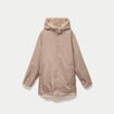 Parka r&eacute;versible 3/4 &agrave; capuche beige femme