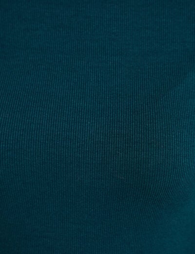 T-shirt ajust&eacute; manches longues vert fonc&eacute; femme