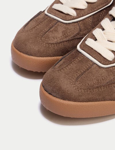Basket aspect daim beige femme
