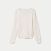 Pull col v manches longues ecru femme